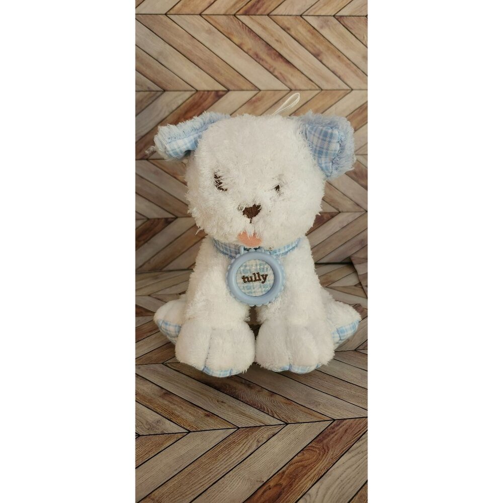 Tully Amy Coe limited edition plush blue white dog rattle baby toy